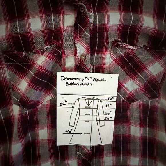 Democracy Long Sleeve Button Front Hi-Lo Plaid Western Shirt Dress Size S - Picture 15 of 15